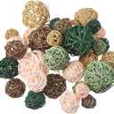 Patelai 36 Pcs Wicker Rattan Balls Decorative Balls for Vase Centerpiece Bowls Orbs Filler for Home Decor,4 Sizes(Vivid Color) (2.4'',2'',1.6'',1.2'')