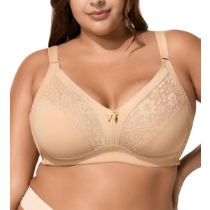 Minimizer Bras for Women Full Coverage No Underwire Plus Size T-Shirt Unlined Bra Skin 100E