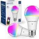 Smart Light Bulbs 100W Equivalent, 1350LM 11W WiFi Smart Bulb Compatible with Alexa/Google Assistant/Smart Life, A19 E26 RGBCW Color Changing, No Hub Required,2.4G WiFi, ETL Listed,2PCS