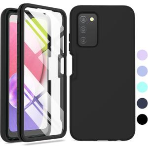 for Samsung Galaxy A03s Phone Case: Shockproof Silicone Slim Cover Hybrid Protective Cell Case - Durable TPU Dual Layer Drop-Proof Cover (Black)