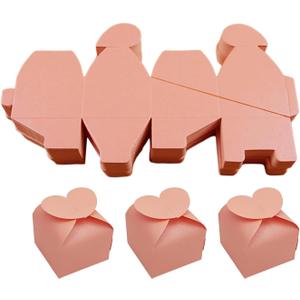 SM SunniMix 50 Pieces Paper Gift Boxes Wedding Candy Boxes Decorative with Lid Present Container for Crafting Holiday Ornament Packing Suitable for, Pink