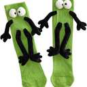 Holding Hands Socks for Kids Toddler Cute Crazy Silly Funny Novelty Magnetic Tube Cotton Socks Gifts 4-11 Years (One Size, Light Green 1 Pair)