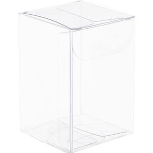 BENECREAT 40Pcs Clear PVC Gift Boxes, 1.5x1.5x2.3 Small Favor Box for Wedding, Party, Candy, Cupcakes & Treat Packaging