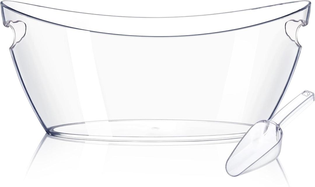 Ice Buckets for Parties (5.5L)& Ice Bucket Scoop, Clear Acrylic Champagne Bucket, Drinks Beverage Tub for Cocktail Bar, Wine, Beer, Soda