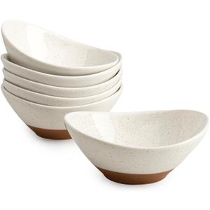 Teocera 5 Inch Porcelain Small Bowls Set, 6 Ounce small serving bowls for Dessert, Ice Cream, Snack, Dipping, Side Dishes, Microwave & Dishwasher Safe- Beige