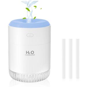 SZO Portable Mini Humidifier, 500ML USB Personal Cool Mist Humidifiers for Bedroom Office Travel Desk, Whisper Quiet 20dB with 2 Mist Modes & Auto Shut-Off, Small Desktop HumidifierWSQ02 white