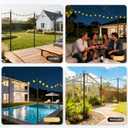 4 Pack String Light Poles for Outside, 10Ft Light Poles for Outdoor String Lights, Adjustable Outdoor String Light Poles with Fork,Metal Fence Post for Patio,Backyard,Deck