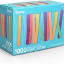 Darice 1000 Pcs Colored Popsicle Sticks for Crafts, 4.5" Colorful Wooden Rainbow Craft Sticks Supplies, STEM DIY Art, Ages 3+
