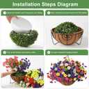 Homsunny Artificial Hanging Flowers Plants with Basket for Outdoors - Fake Petunias Flowers Fake Silk Morning Glory Planter for Outside Porch Patio Balcony Garden Spring Summer Decor(Color Blending)