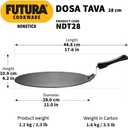 Hawkins Futura Non-stick Flat Dosa Tava Griddle, 11-inch,Black
