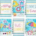 Tranqun 6 Pcs Summer Kitchen Towels Blue Pool Hand Dish Towels Cute Tea Accessories Watermelon Pool Decorative Absorbent Drying Dishcloth for Kitchen Cooking Home Baking Housewarming Gifts, 16 x 24''