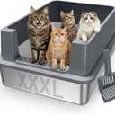 AIPERRO Extra Large Stainless Steel Litter Box for Extra Large Big Cats