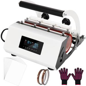 Tumbler Heat Press Machine Sublimation for 11-30oz Mug Tumbler Straight Cup with Sublimation Paper Heat Tape and Glove (White)