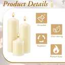 MTLEE 6 Pcs Pillar Candles 3 Set 2 in x 3, 6, 8 Inch Smokeless Dripless Unscented Pillar Candles Long Clean Burning Wax for Wedding Dinner Party Spa Emergency Ceremony Home Decor (Ivory White)