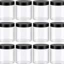 TUZAZO 8 Oz Plastic Container Jars with Lids BPA Free, Empty Round Clear Cosmetic Containers Plastic Slime Jars for Lotion, Cream, Ointments, Body Butter, Makeup, Travel Storage (12 Pack)