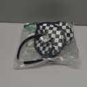 Nicky Bigs Novelties Mini Top Hat Headband - Black & White Checkered Clown Hat with Feathers & Rose, Jester Clown headband, Funny Hats For Women & Adults