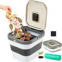 Reallnaive Collapsible Compost Bin for Kitchen Countertop 3.2 Gallon Compost Bucket for Kitchen with Lid Odorless Compost Bin Countertop with 20 Compost Bags and 1 Carbon Filters