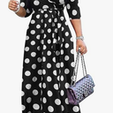 Yajedo Womens Casual Summer Maxi Dress Plus Size Sexy Wrap V Neck 3/4 Sleeve Sundress with Pockets