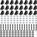 24 Set Black 3030 Series Aluminum Extrusion Profile Connector, Includes 1pc Wrench, 24pcs 2835 Corner Bracket, 48pcs M6 T-Slot Sliding Nuts and Hex Screw Bolt for 20S Aluminum Rail Accessories