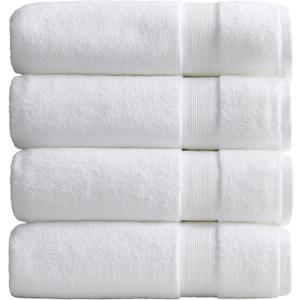Springtree Home Luxury Bamboo Rayon Bath Towel Set of 4 | 35% Bamboo Rayon - 65% Zero Twist Cotton | Absorbent Quick-Dry Towels for Bathroom | Oeko-TEX Standard 100 Cotton | White - 4 Pack