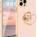 Fingic for iPhone 12 Pro Max Case with 360° Ring Holder Phone Case for Women Girls Slim Kickstand Magnetic Support Car Mount Shockproof Phone Case for 12 Pro Max 6.7 inch, Rose Gold, Pack Of 5