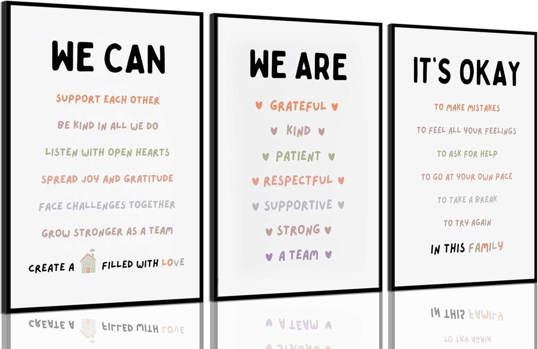 3pcs Affirmation for Kids Wall Art Nursery Wall Decor Daily Inspirational Quotes Posters Positive Motivational Words Prints Canvas Kids Bedroom Painting Pictures for Nursery Playroom Unframed