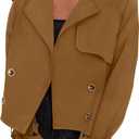 ZESICA Women's Long Sleeve Crop Trench Coat Lapel Double Breasted Loose Casual Jacket with Pockets (Brown)