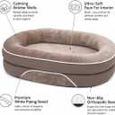 Orthopedic Dog Bed with Calming Bolster Sides, Faux Fur Interior, Non-Slip Base, Taupe and Beige, for Medium and Large Dogs