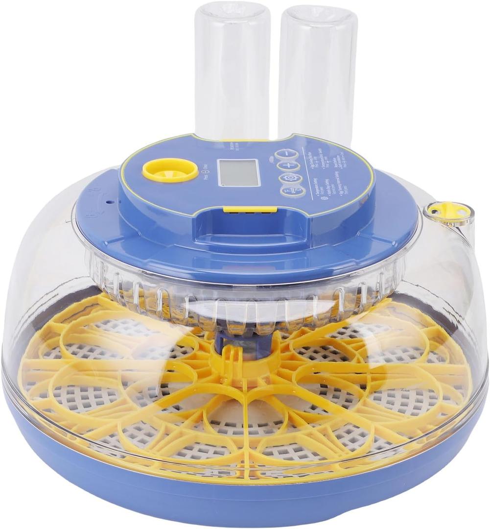 Incubators for Hatching Eggs, 10 Egg Capacity Automatic Egg Turner, Temperature and Humidity Control, 360 Clear View, Hatching Chicken Duck Quail Bird (Blue) (US Plug, #211)