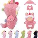 Clothes for LABUBU 17cm Doll (NO Dolls), Dinosaur Outfit for LABUBU, Dino Dolls Keychain Accessories, Faking Animal Style Outfit Jumpsuit Dinosaur Costume for LABUBU (Rose Red)