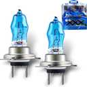 2 PCS H7 Bulbs, 12V 100W 6000K Super Bright High/Low Beam Lamp Bulbs/Fog Light, 360-degree Blind Spot-free Lighting, Plug and Play Multi-functional Halogen Lamp, for Most Car (White #H7)