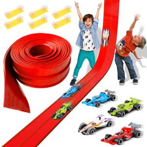 Flexible Race Track, Car Ramp Toy, 12.8 Ft Flexible Car Ramp System with 4 F1 Racing Cars, Ready-to-Play Indoor/Outdoor Racing Kit, Ultimate Birthday, for Kids Ages 6+