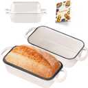 Cast Iron Bread Loaf Pan with Lid, Loaf Pans for Baking Bread 9x5, Enameled Bread Pans for Homemade Bread, Sourdough, Set of 2 (Cream White)