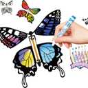 SANYIYIBA 24 Pack Flying Butterfly Craft Kit with 12 Wind Up Butterflies and 12 Color Pens DIY Toys for Kids' Parties School Activities and Parent-Child Fun