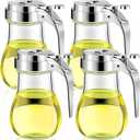 4 Pack Syrup Dispensers Glass Honey Jar Bottle Maple Sugar Dispenser 6 oz Retracting Spout Syrup Containers Pitcher For Milk Coffee Home Restaurant Kitchen Bar Oil Condiment (Simple Style)