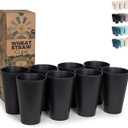 Grow Forward Premium Wheat Straw Cups - 20 oz Unbreakable BPA Free Hard Plastic Cups - Reusable Lightweight Plastic Drinking Glasses for Kitchen, Outdoor, Water, Camping, RV - Midnight