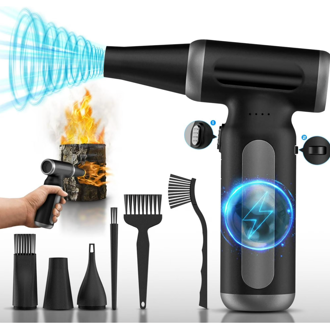 Electric Compressed Air Duster  33,0000 RPM Rechargeable Cordless Turbo Blower, Portable Air Blower Gun for Cars, PC, Keyboard, Home & Outdoor Dust Cleaning (Replaces Compressed Air Cans)