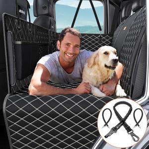 Truck Back Seat Extender for Dogs - Truck Dog Seat Cover Back Seat Hard Bottom Holds 400lbs, Heavy Duty Waterproof Dog Hammock for Trucks, SUV, Crew Cab, F150/RAM1500/Silverado (BLACK01)