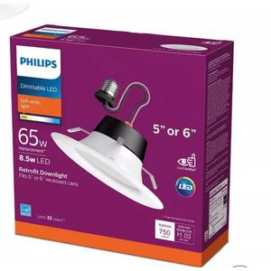 Philips 65W 5/6" Retrofit Downlight Soft White: Energy Star Certified Recessed Can Light, 750 Lumens, E26 Base