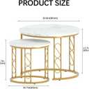 Garden 4 you Coffee Table Faux Marble Nesting Table for Small Place 2 Sets Modern Furniture Living Room Sets End Side Table Night Stand for Bed Room Dining Room (White & Gold), 23.6 x 17.7 inches