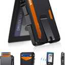 Wallet for Men, Mens Minimalist Wallet 9-13 Cards, Slim Compact Wallet with Money Clip & ID Window, RFID Blocking Smart Pop Up Card Wallet, Metal Aluminum Credit Card Holder Bifold Wallet, Color: Black Leather