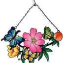 Jusimux Metal Butterfly and Flower Wall Art Decor for Your Patio, Garden, Fence Art Decor, Indoor and Outdoor HangingGift for Family Friends