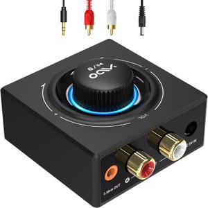 YMOO B06T3 Bluetooth 5.3 Receiver, 100ft RCA Bluetooth Audio Adapter for 3.5mm Jack AUX HiFi Home Stereo/Speaker from Smartphone/Tablet/Laptop,Dual Link for Two Speakers,SBC AAC Audio (Black)