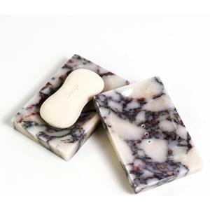 Luxurious Natural Marble Soap Dish Tray Marble Soap Holder Trinket Plate for Bathroom Sink Kitchen Countertop Bedroom Vanity Bathroom Accessory Rectangular (2 Pack)