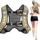 Weighted Vest, 6lb/8lb/12lb/16lb/20lb/25lb/30lb Weight Vest with Reflective Stripe, Weighted Vest for Men Women Workout Equipment for Strength Training, Running, Jogging, Fitness, Weight Loss (PU-Gold)