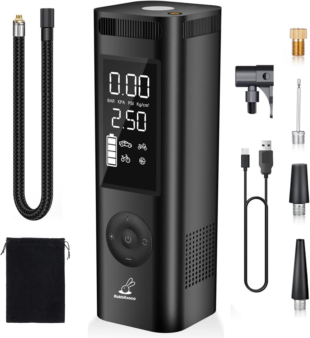 Tire Inflator Portable Air Compressor - 150PSI 4x Faster Portable Tire Inflator for Car - Air Pump For Car Tires with Digital Pressure - Auto Shut-off Smart Air Pump Suitable SUV, Bike Moto and More (Black) Tire Inflator Portable Air Compressor - 150PSI 4x Faster Portable Tire Inflator for Car - Air Pump For Car Tires with Digital Pressure - Auto Shut-off Smart Air Pump Suitable SUV, Bike Moto and More (Black)