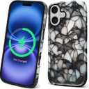 Magnetic Case for iPhone 17 Design,Compatible with MagSafe,Slim Protective Soft TPU Bumper Phone Cover Women Girls Case for iPhone 17-Stained Glass Halloween Bat