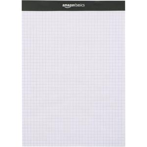 Amazon Basics Quad-Ruled Graph Paper Pad with Sturdy Back, Perforated, 8.5" x 11.75", White, 100 Sheets/Pad, 2-Pack