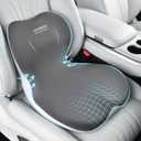 Coverado [Upgraded] Car Seat Cushion and Lumbar Support Pillow One Piece, Memory Foam Ergonomic Back Support Driving Seat Cushion for Back Pain, Non-Slip Washable Cushion for Car, Driver, Office