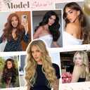 Fliace Clip in Long Wavy Synthetic Hair Extensions 20 Inch Light Brown with Blonde Highlights 6PCS Thick Hairpieces Fiber Double Weft Hair for Women